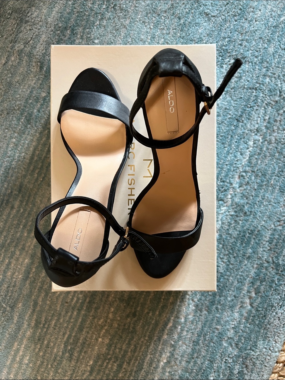 Aldo Black Open-Toe Ankle Strap Heels